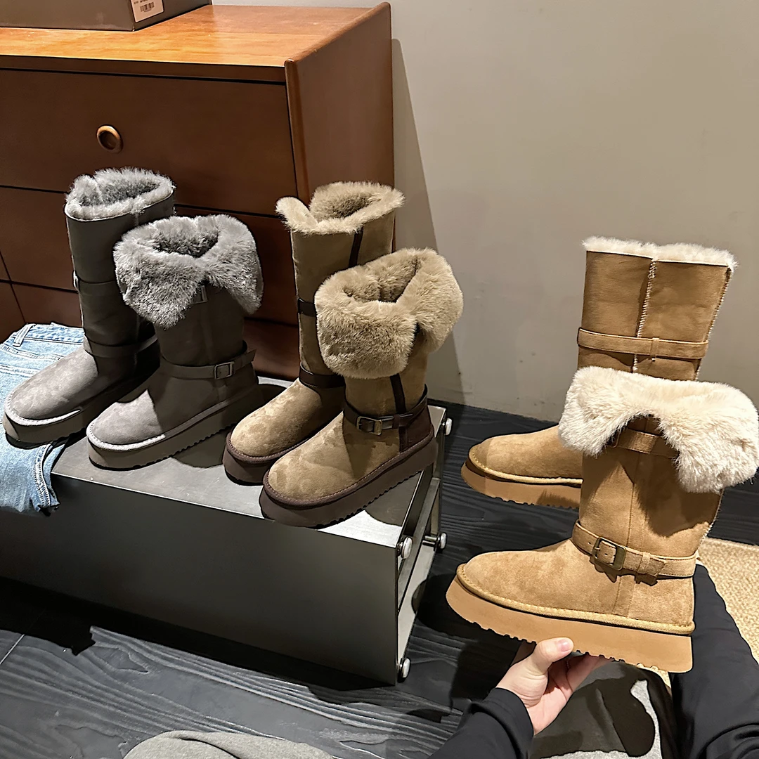 TS时尚加绒加厚长款套筒皮带扣长靴雪地靴女MTC57878C