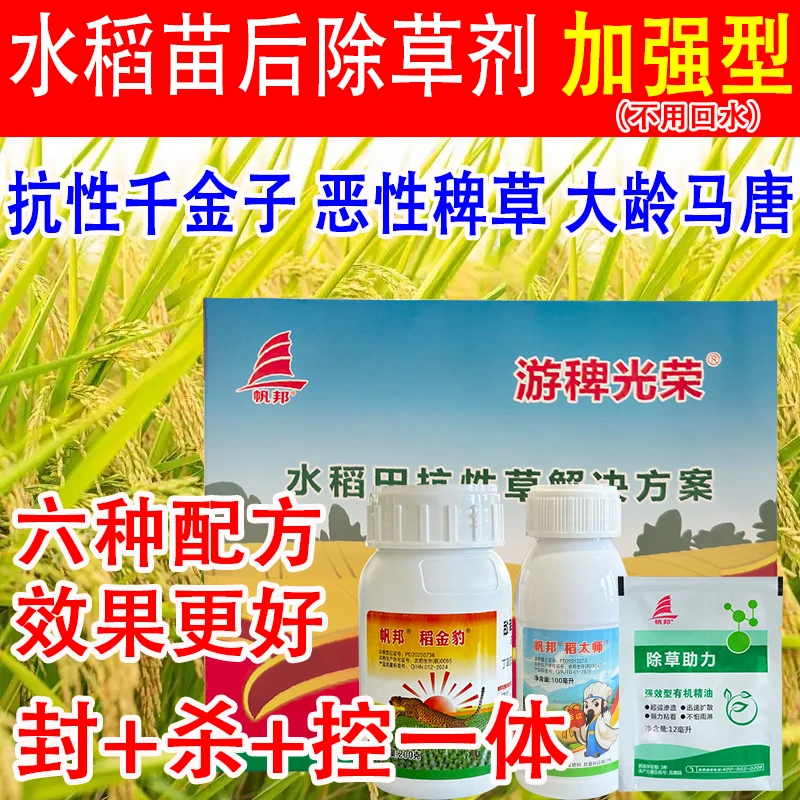 水稻苗后除草剂不回水高温干田专治抗性稗草千金马唐敌稗噁唑氰氟