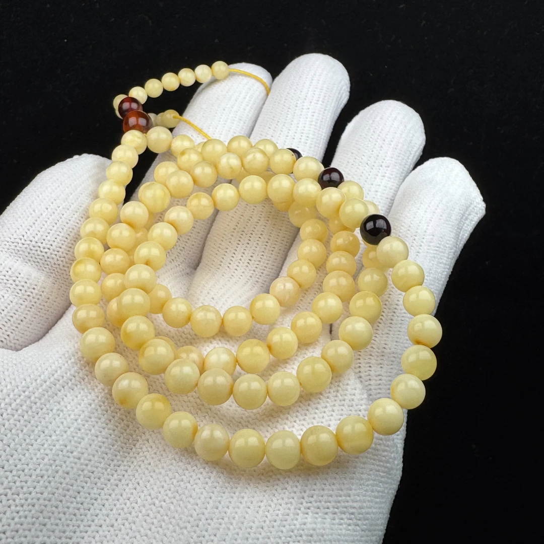 C1254天然蜜蜡制品 俄料圆珠108长串5.9mm 一物一图假一罚十