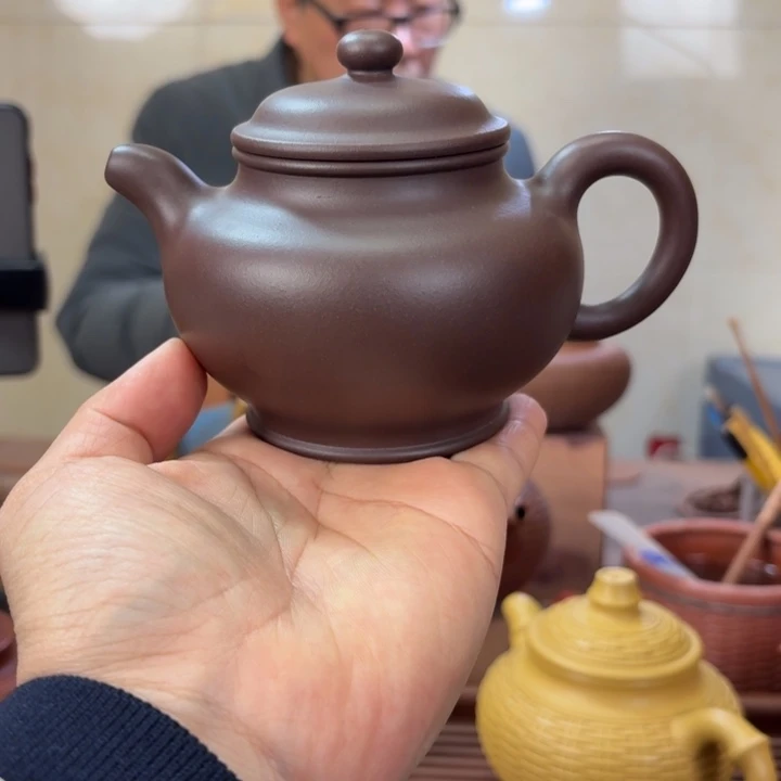 紫砂茶壶老紫泥掇只