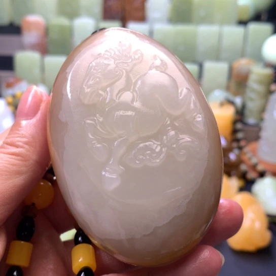 石材方解石手把件