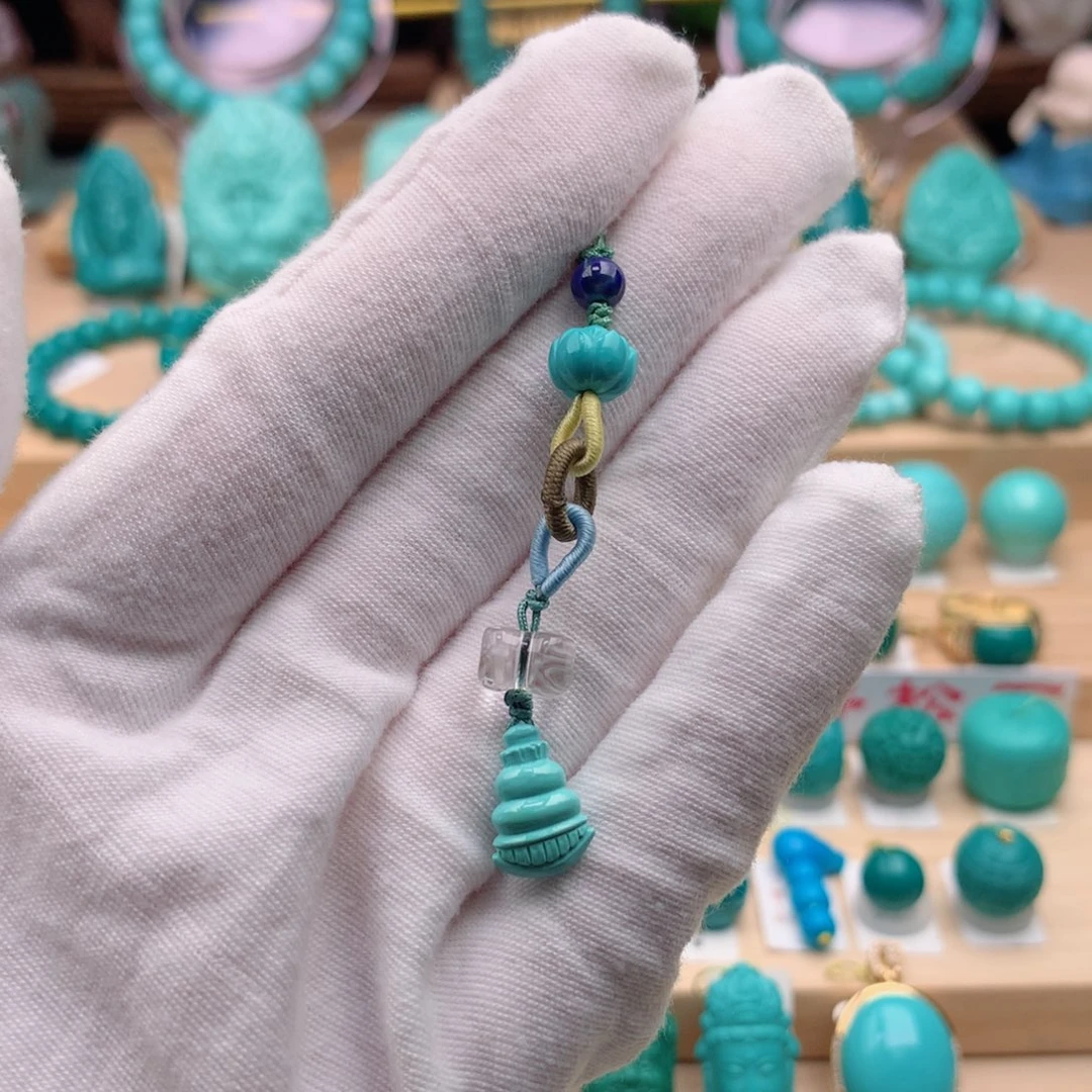 绿松石珠宝奇石未镶嵌小****人