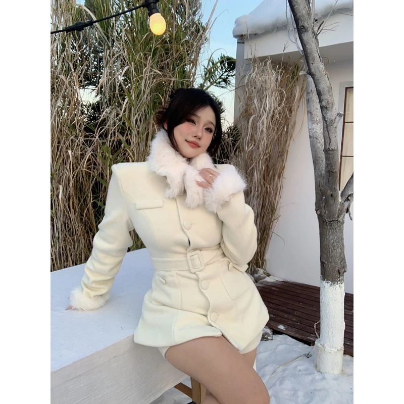 欣甜【雪国精灵公主】收腰高级感外套高腰短裤40724-30724