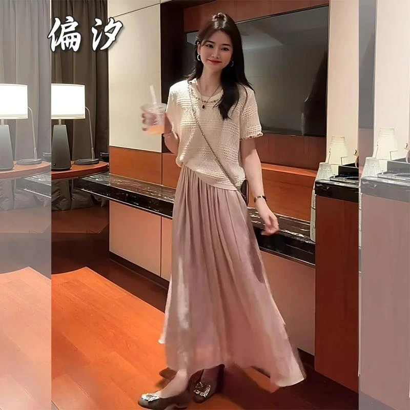 夏装搭配一整套小个子巨好看的时尚轻奢高级感上衣半身裙两件套装