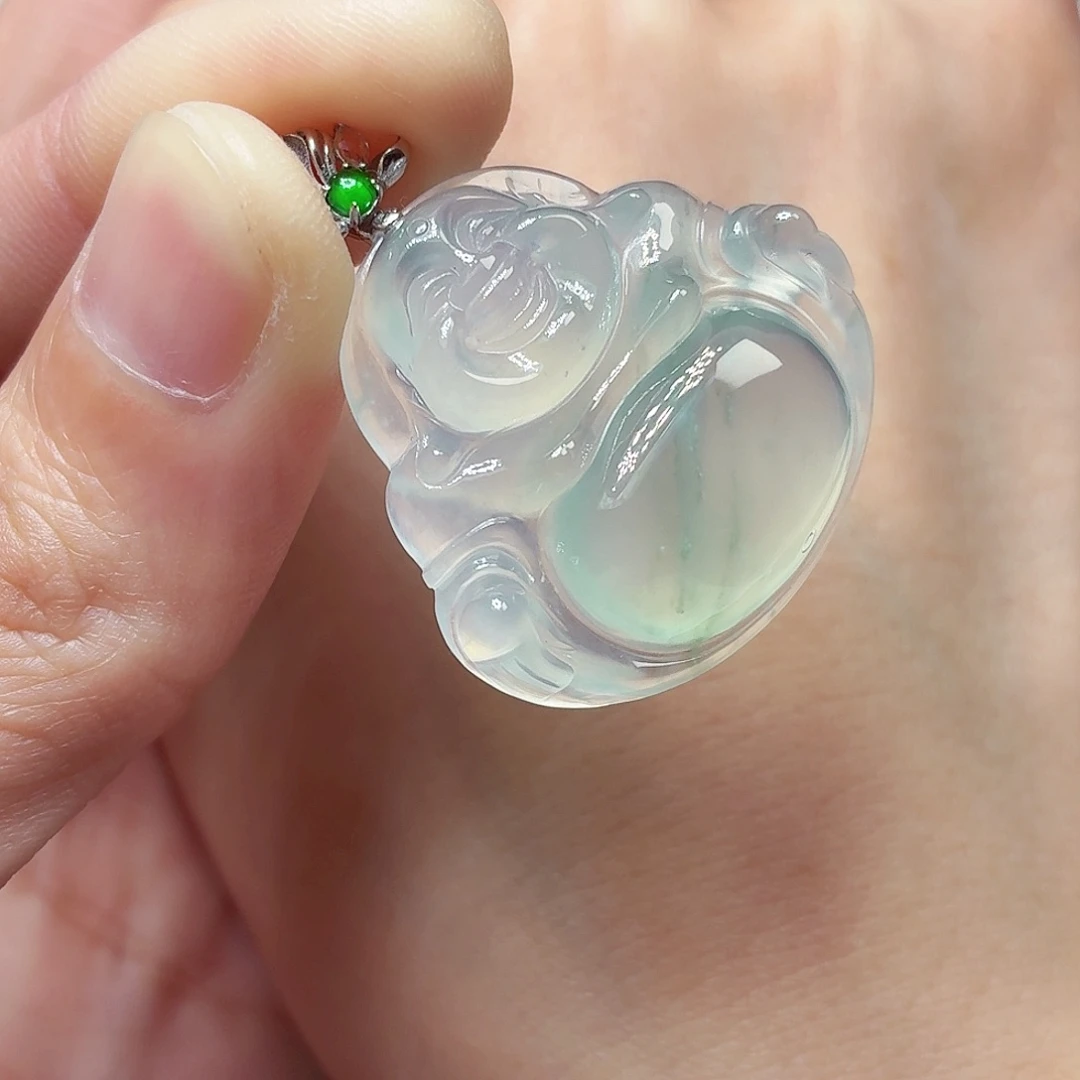 翡翠18K金镶嵌颈饰佛公26.9mm-29.5mm-6.4mm