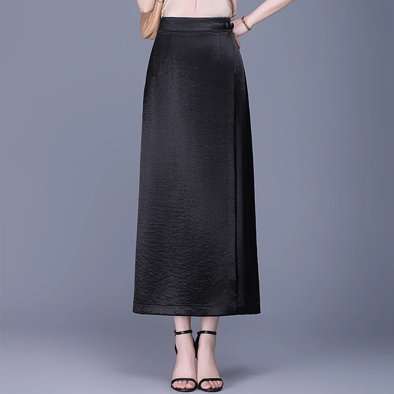 一片式气质半身裙2025年女春夏季新款中长裙直筒开叉包臀裙