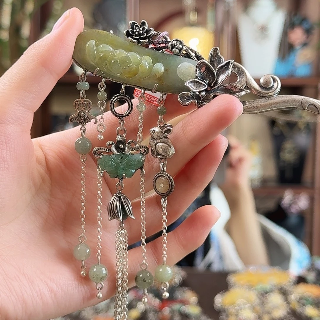 翡翠银S925镶嵌发饰