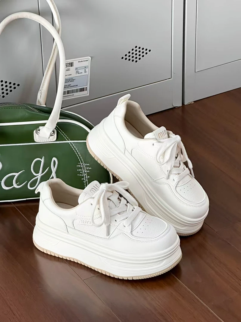 17223真皮厚底松糕鞋时尚百搭板鞋女