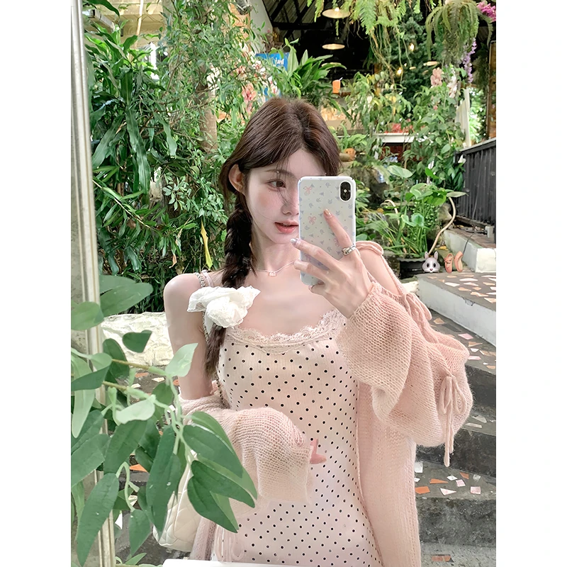 白水女 香香蝴蝶衫 露肩针织衫女宽松纯欲长袖上衣B50248011