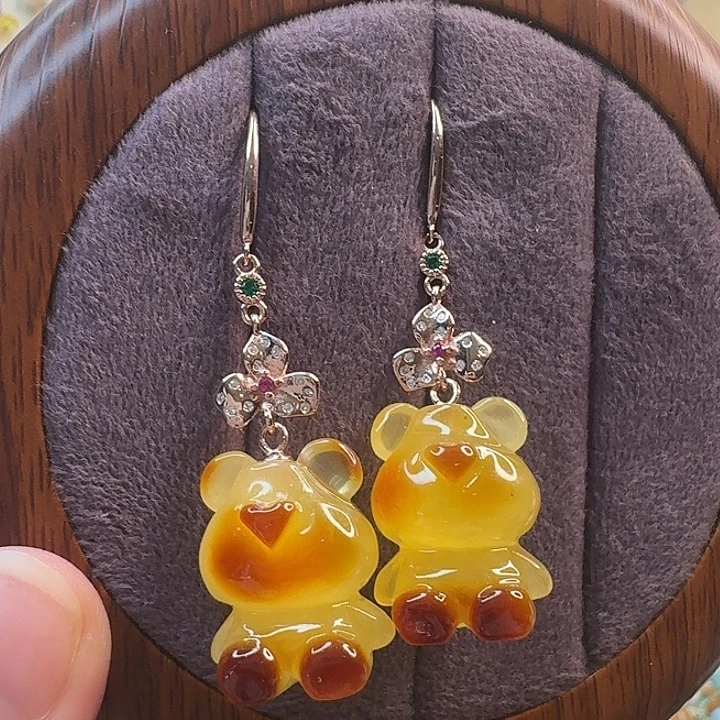 琥珀未镶嵌手链琥珀耳饰