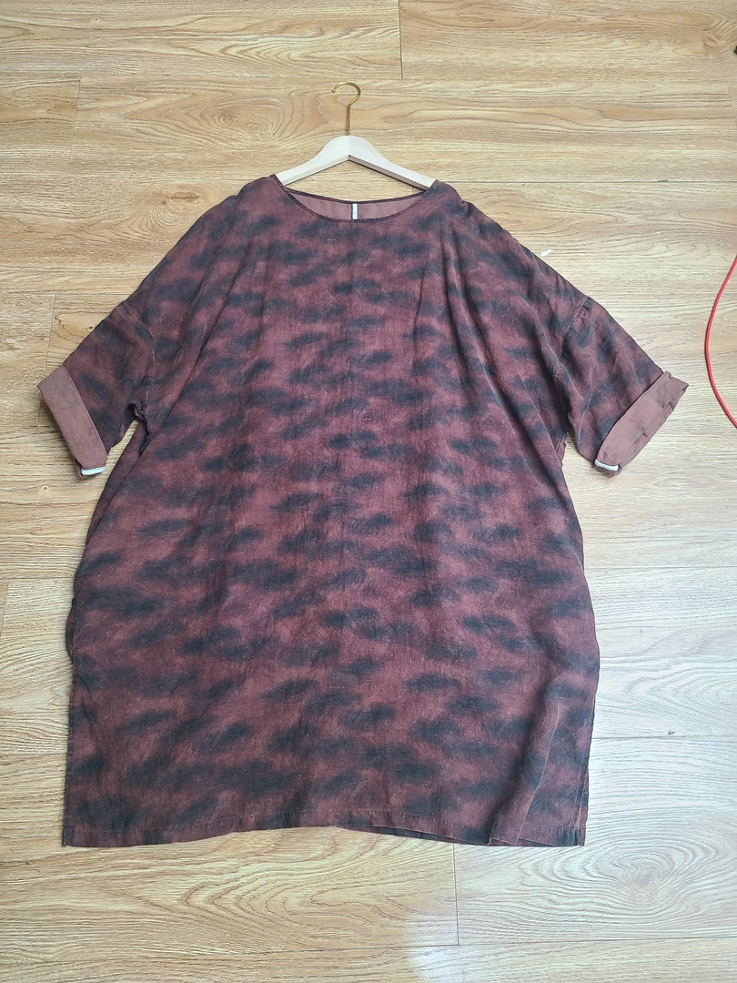 亚麻数码印花炒色做旧宽松大阪袍子＿（胸围150衣长108／110）