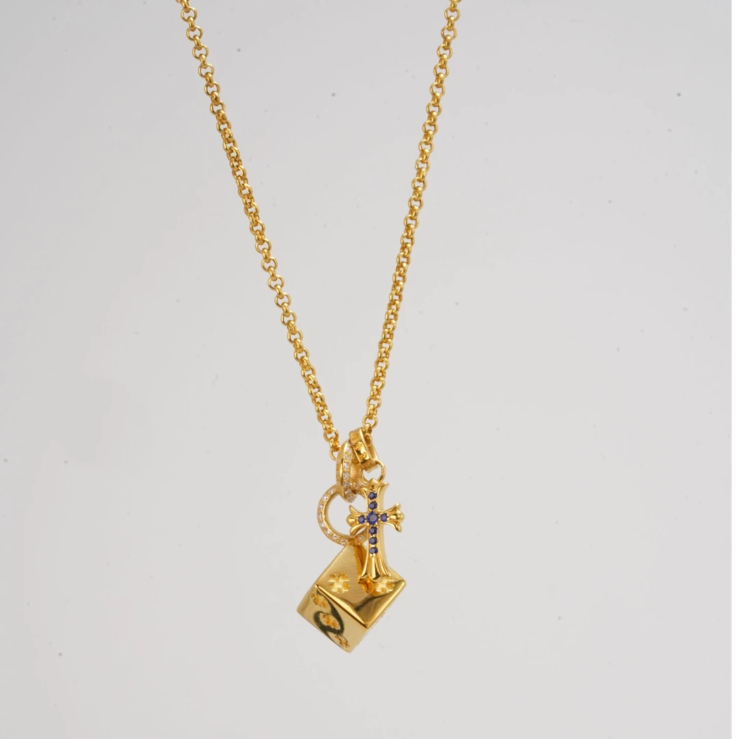 【帆帆黄金】骰子克罗心套链5G足金999精致【168/188】