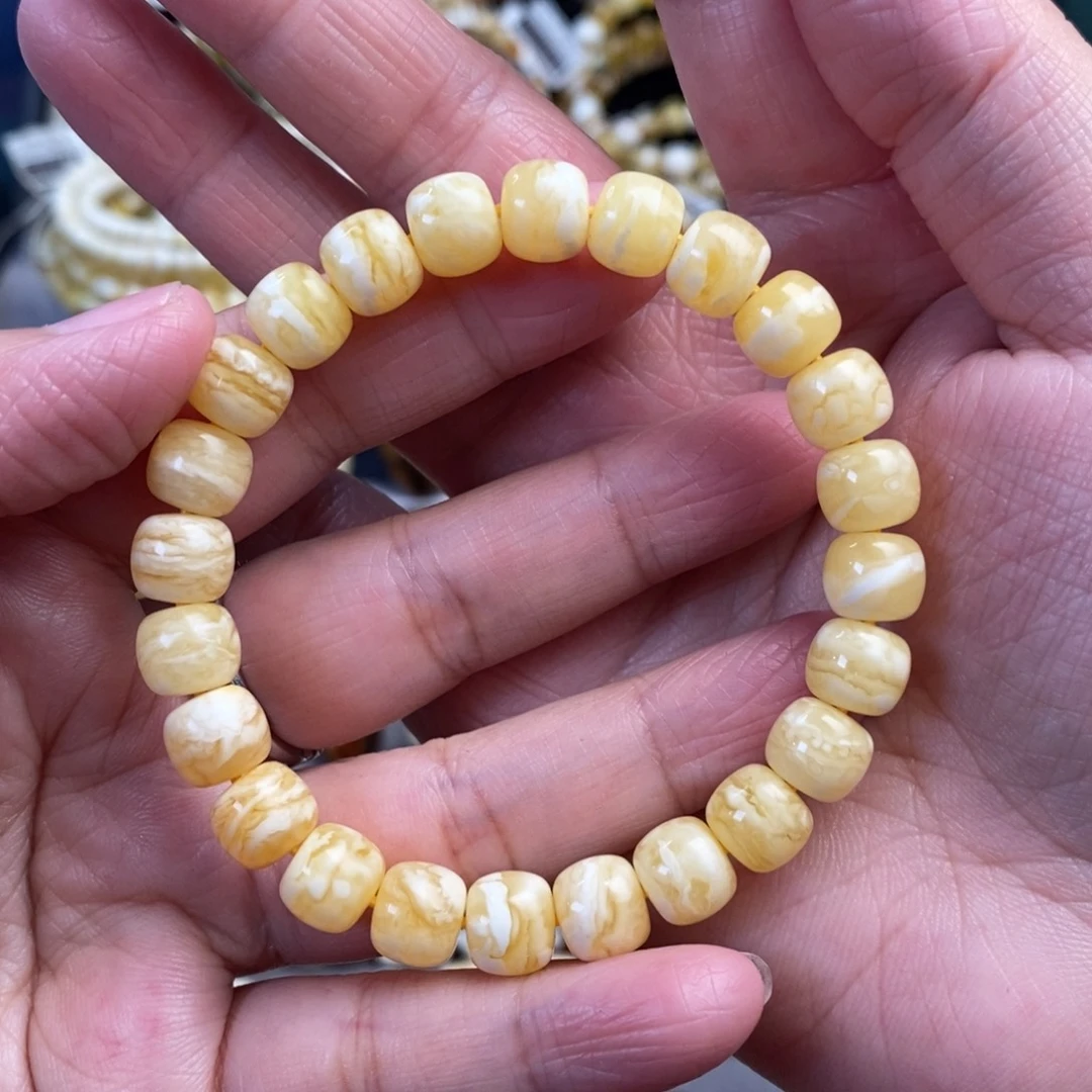 蜜蜡未镶嵌裸石虎皮千层雪老型手串8.8