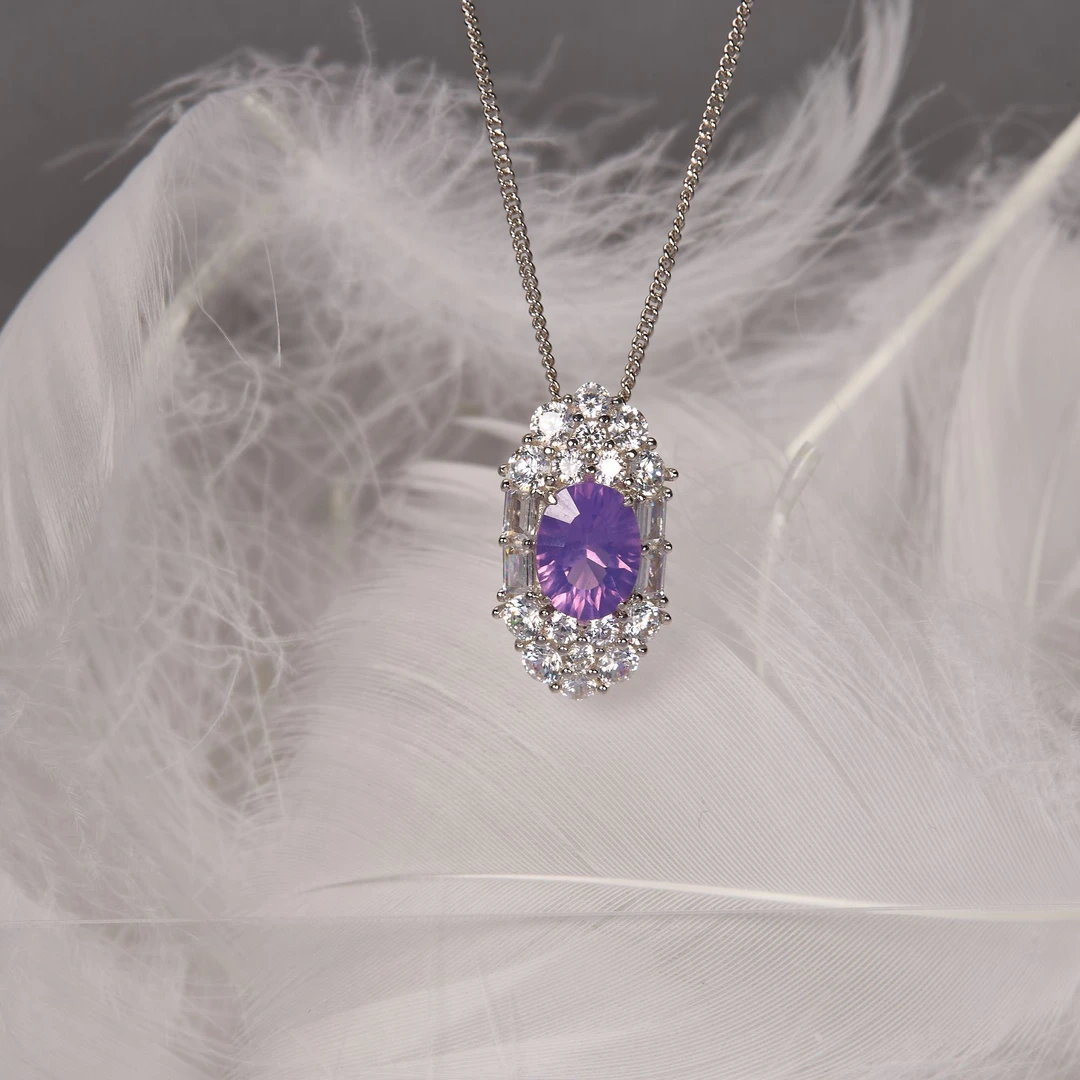 如苑珠宝S925紫水晶吊坠/6*8,45-50.5多样性发货