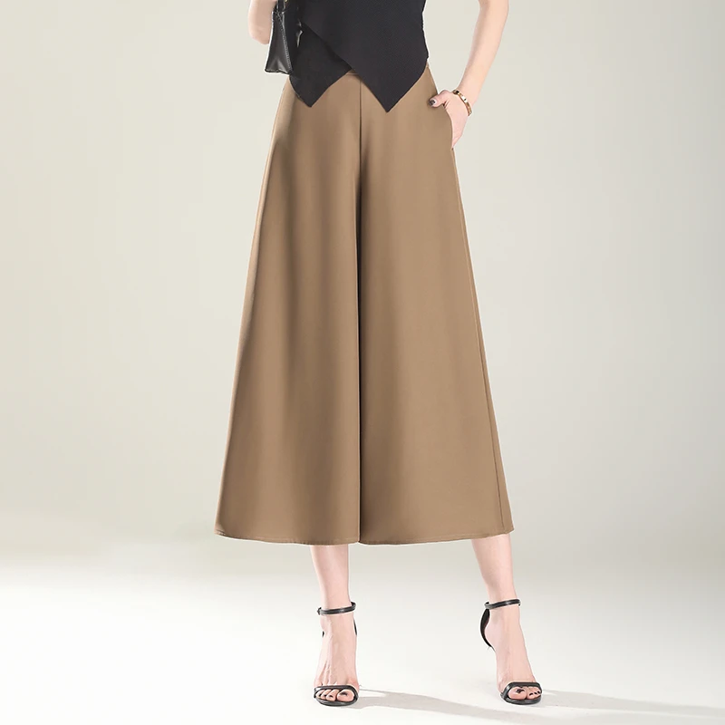 高级感压皱八分裙裤女2025春季新款显瘦休闲显瘦西装裤