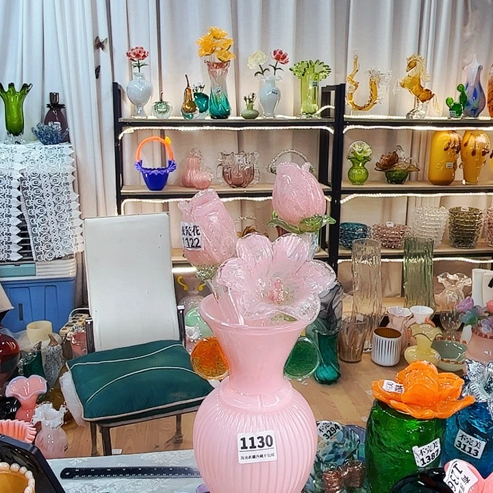 3花1瓶家悦美居琉璃摆件