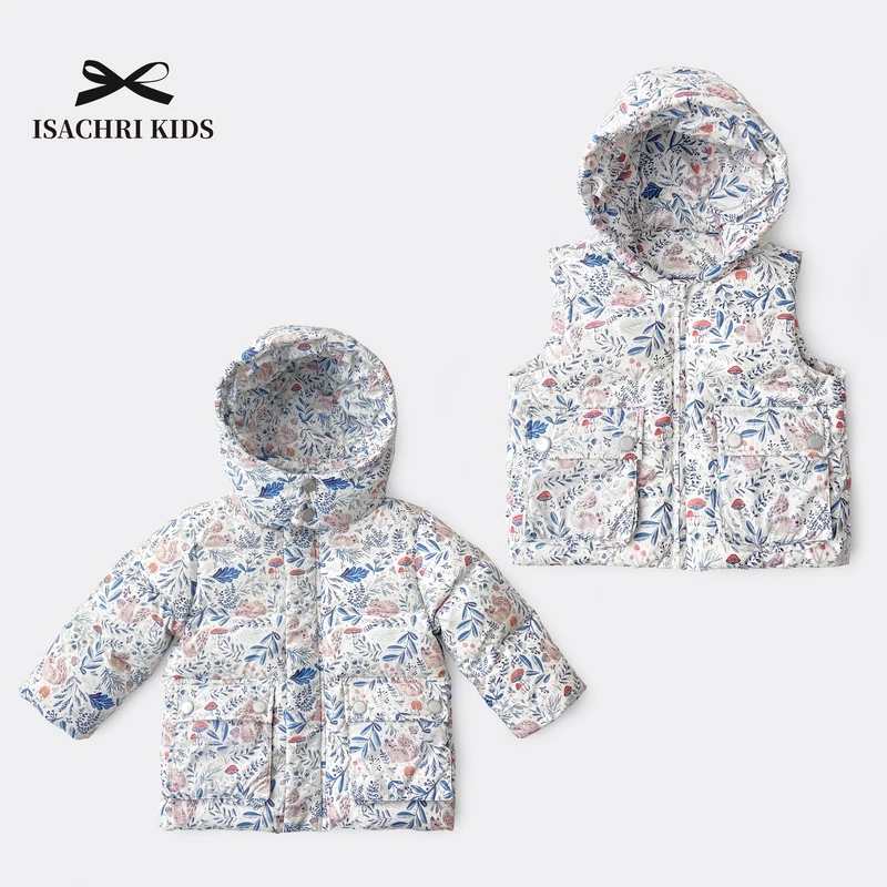 【6.18反季清】森林故事 90白鸭绒女童羽绒服保暖女宝羽绒马甲IS251