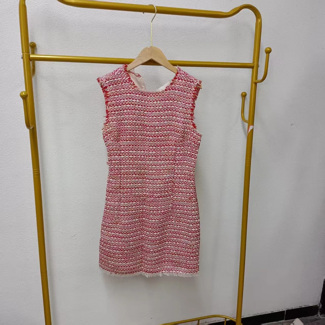 唯琳剪标   5仓D3-6-1141款   编织生边无袖连衣裙长80