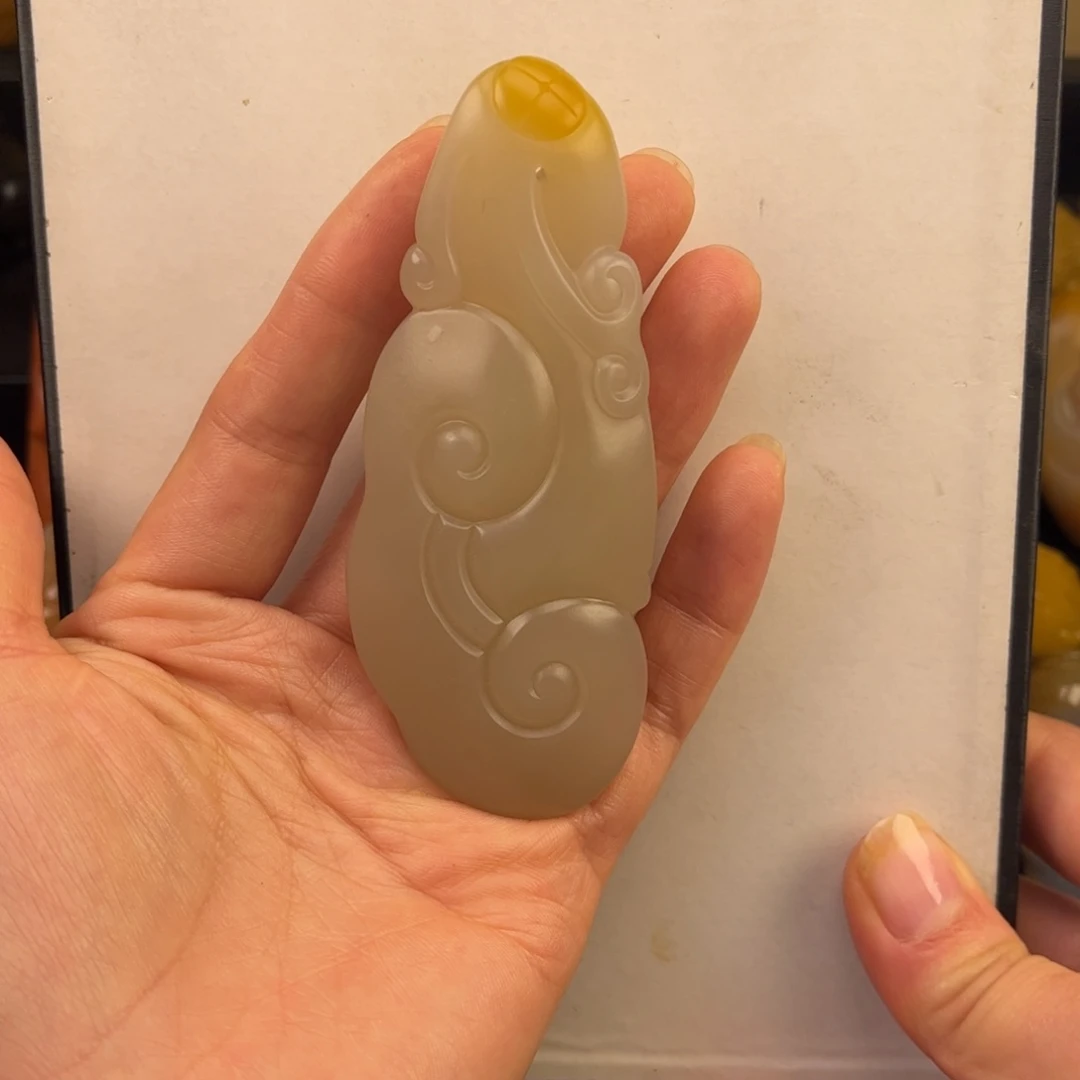 石英质玉黄蜡石手把件未镶嵌顽*