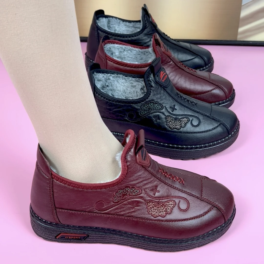 中老年北京棉鞋布鞋冬季新款加绒加厚防滑保暖妈妈软底软面