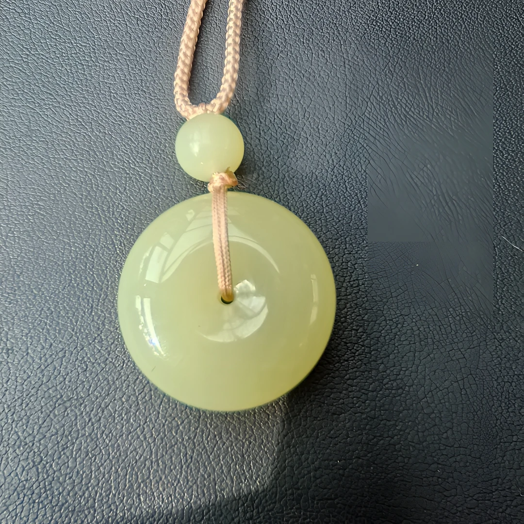 和田玉青海料黄口23厚装平安扣精美时尚