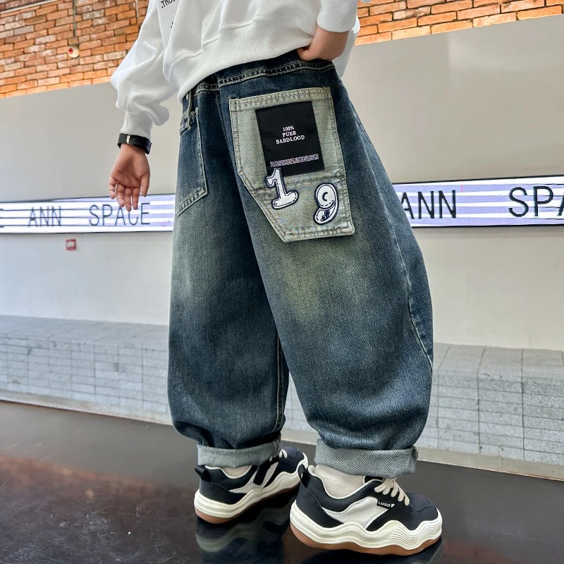 帅气儿童软牛仔裤炸街男童裤子春秋款中大童男孩休闲裤学生版宽松