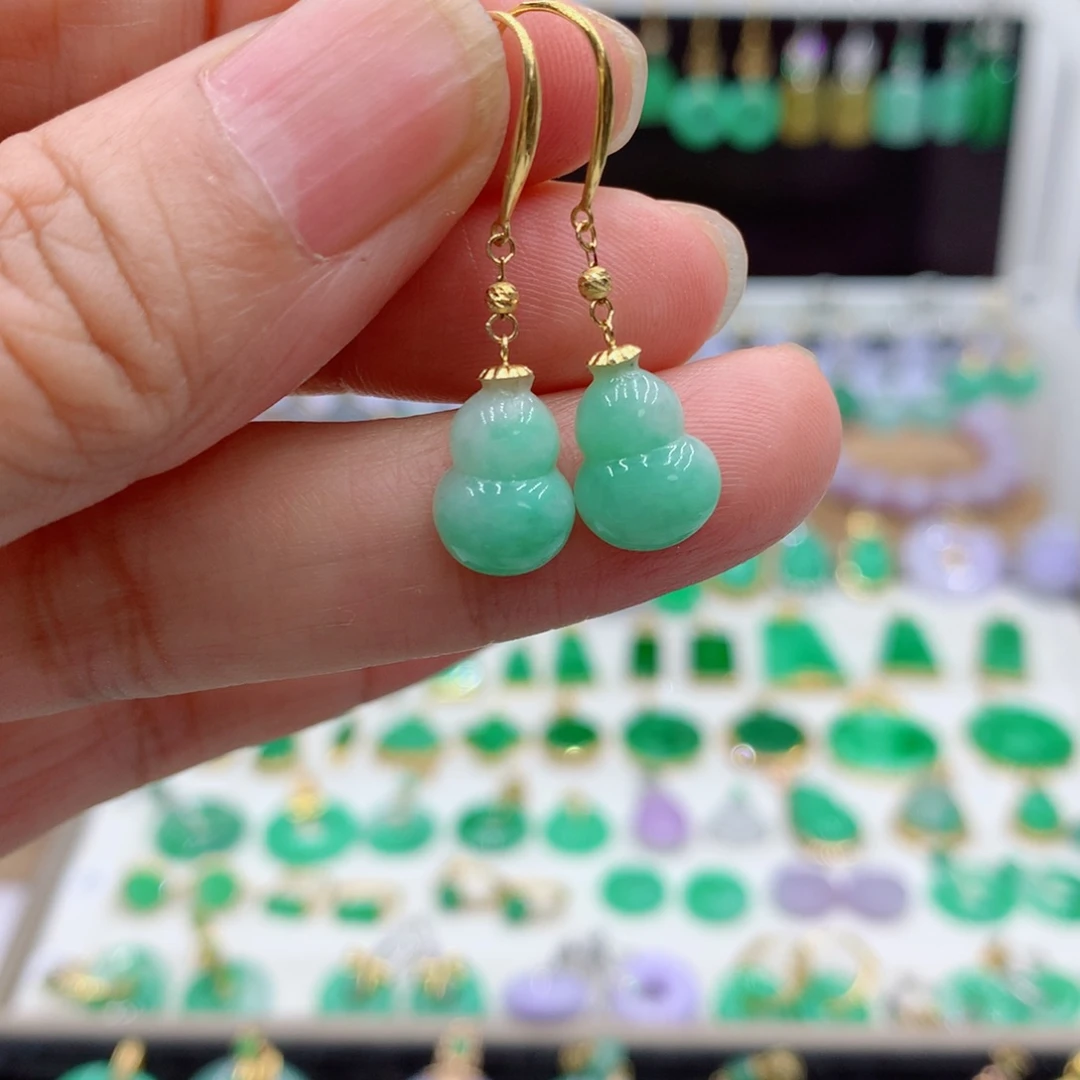 翡翠18K金镶嵌耳饰