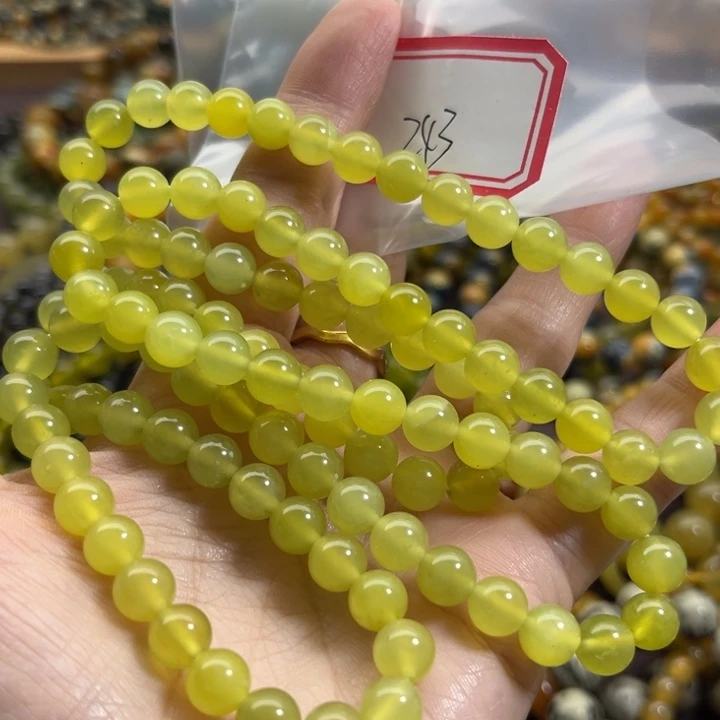 足铂镶嵌蛇纹石玉手链