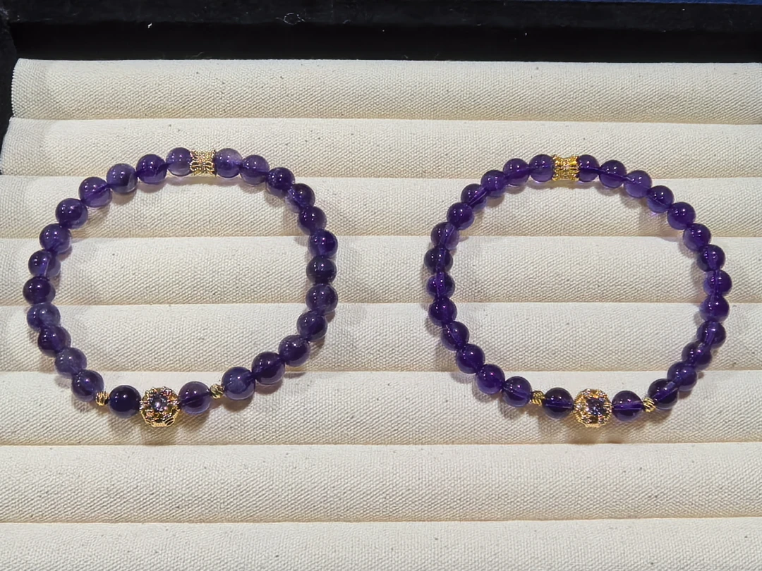 玉彩堂【紫生烟】乌拉圭天然紫水晶手串 颜色微差多样性发其一