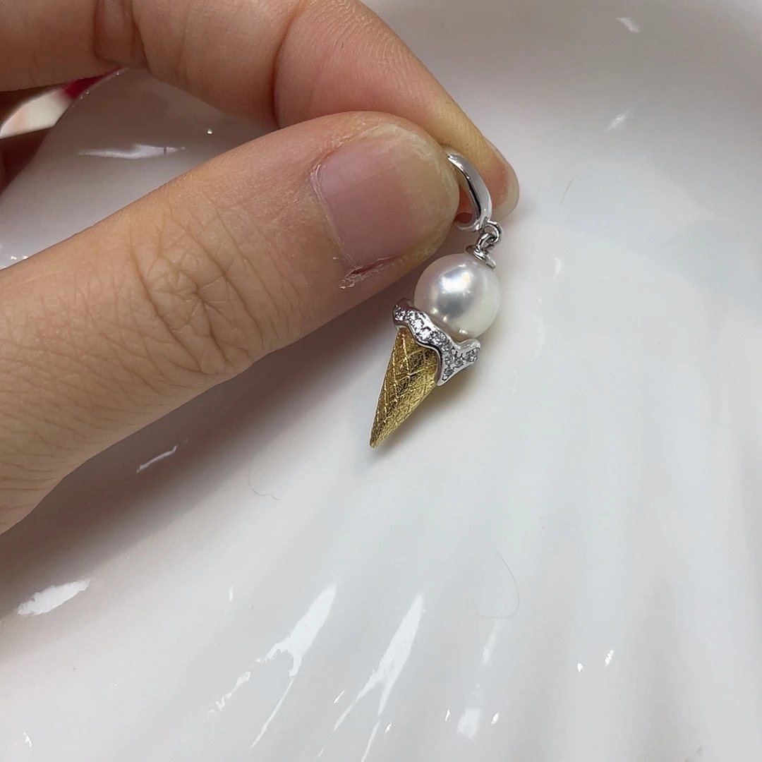 吊坠(不含链)银S925镶嵌海水珍珠