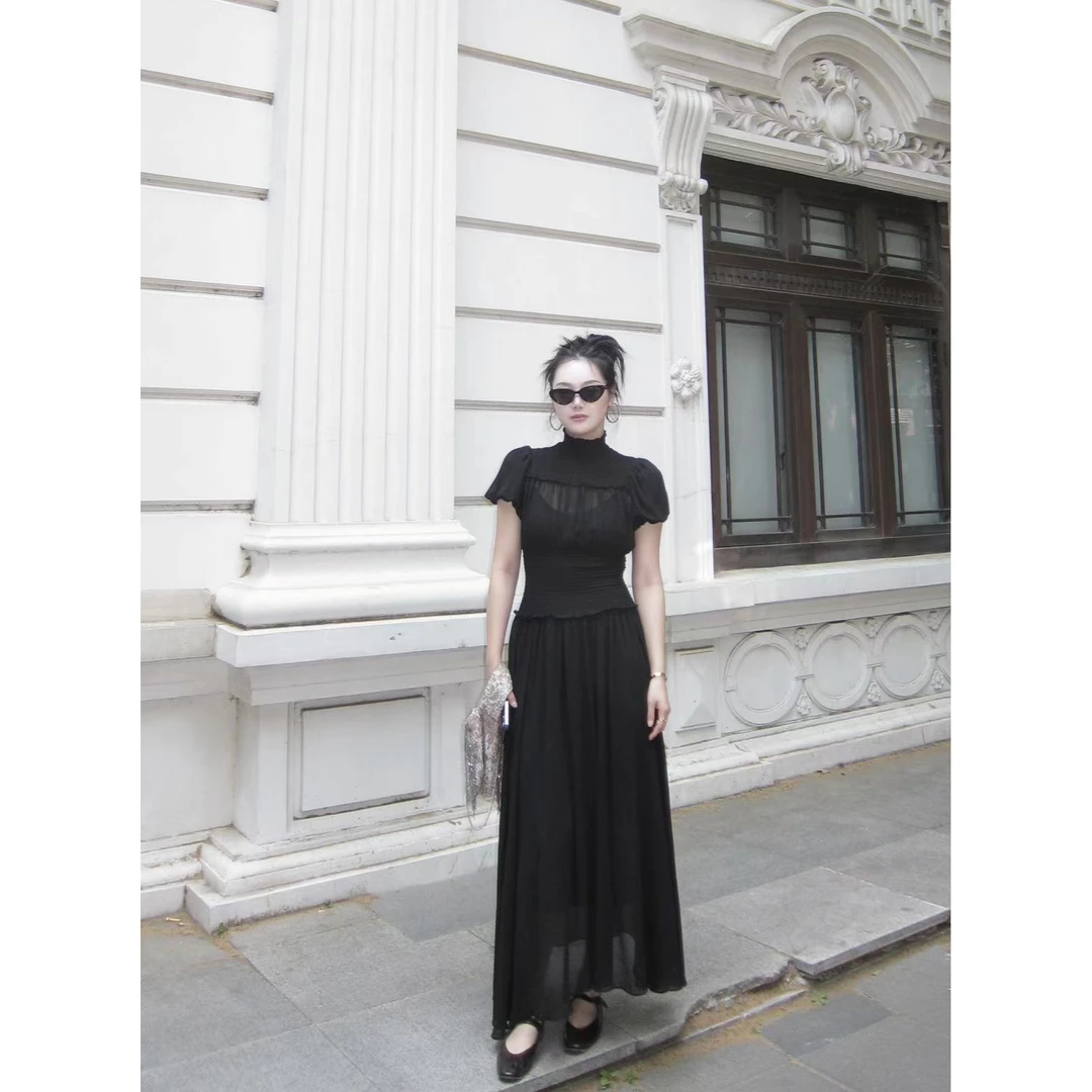 YJR夜行记 法式气质显瘦时尚百搭休闲连衣裙YJR1178