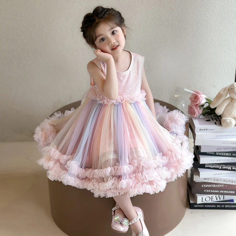 女童夏装背心裙2025新儿童韩版网纱裙子女宝宝夏季无袖洋气连衣裙