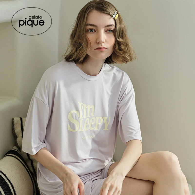 gelato pique25春夏女睡衣字母印花短袖短裤套装PWCT251274