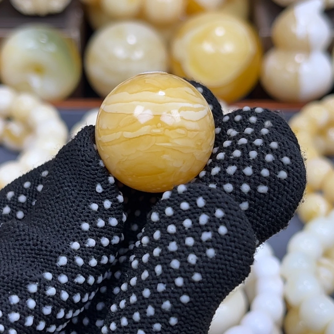 琥珀未镶嵌手串单珠圆珠