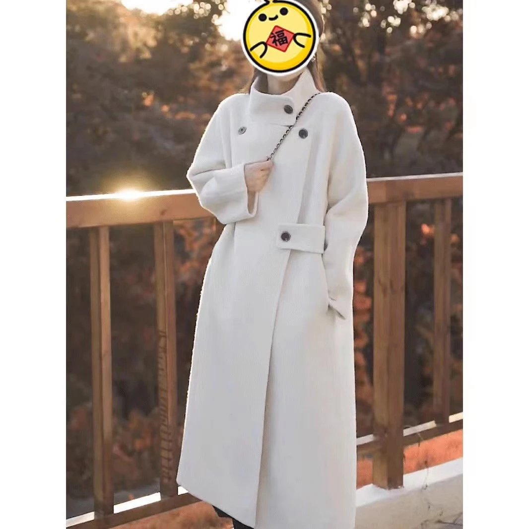 赫本风气质双面羊毛呢子大衣2023秋冬新款韩版高级感长款毛呢外套