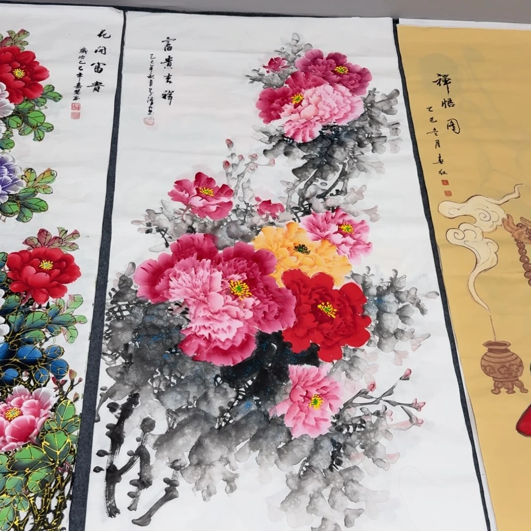 国画四尺尺寸70X140纯手绘作品