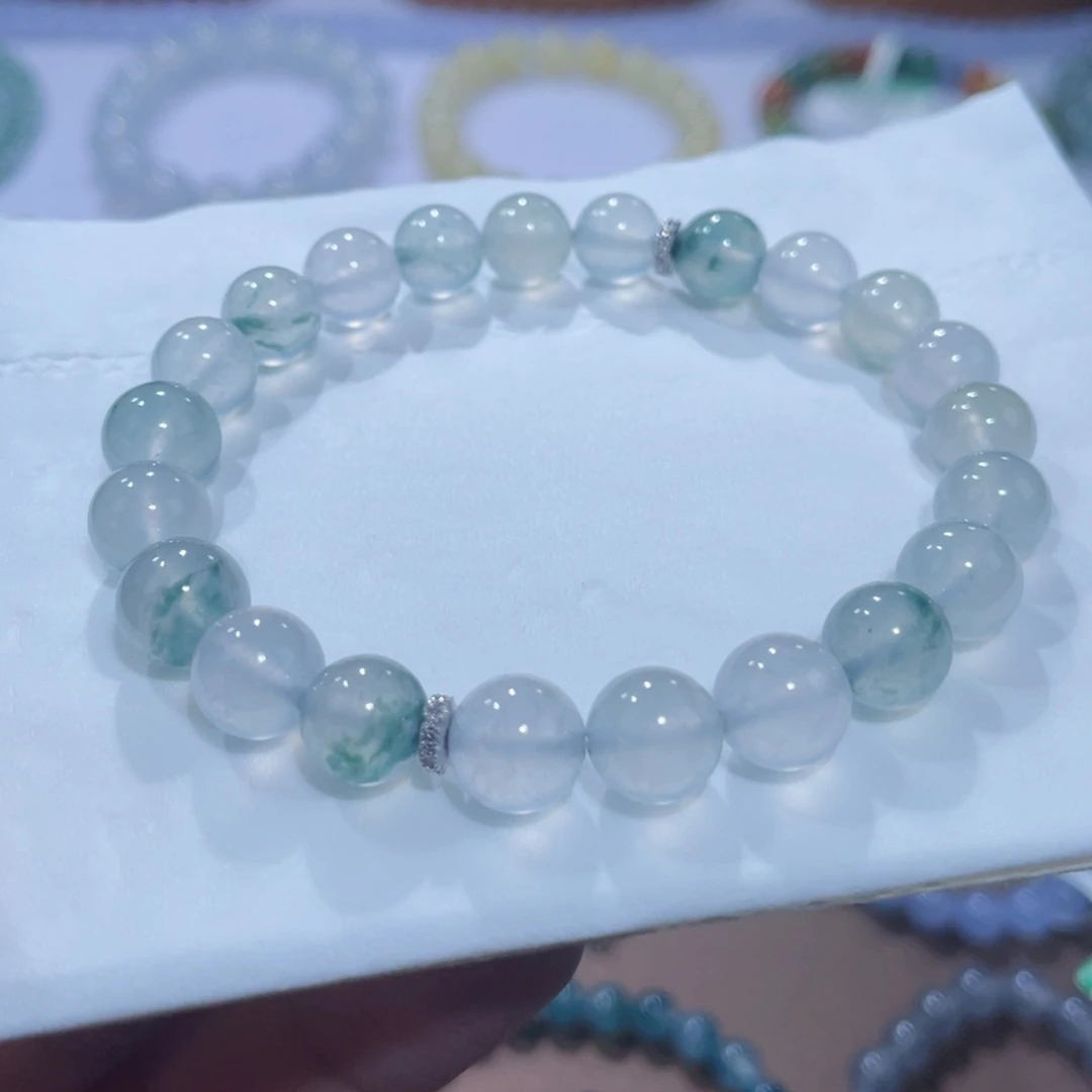 未镶嵌手链翡翠莫西沙高冰玻飘花卡7.8-8.8