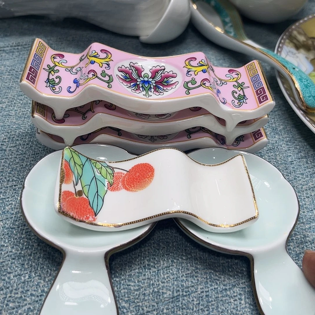 瓷片木*子筷子架六个孤品微瑕