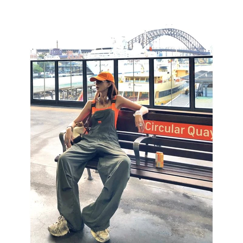 LI婉君【夏日达芬奇】工装慵懒松弛阔腿裤休闲背带裤LWJ25A1K815