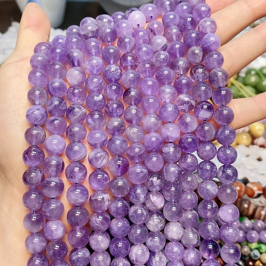 玛瑙/玉髓散珠天然紫水晶10mm一条