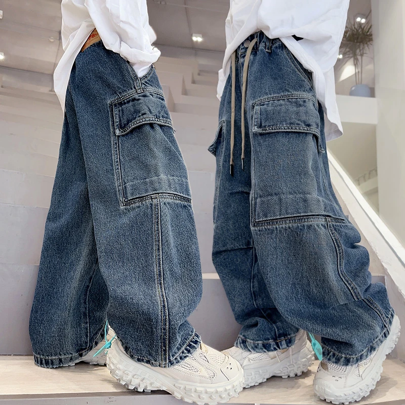 儿童装男童秋装裤子2025新款男孩秋季酷帅春秋款长裤牛仔裤中大童