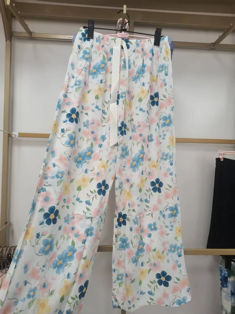 阔腿裤休闲裤夏季棉绸薄款女装女士直筒透气人造棉裤子时尚百搭