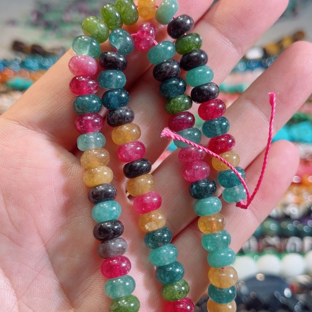 玛瑙/玉髓合金珠宝半成品碧玺算盘一条8mm