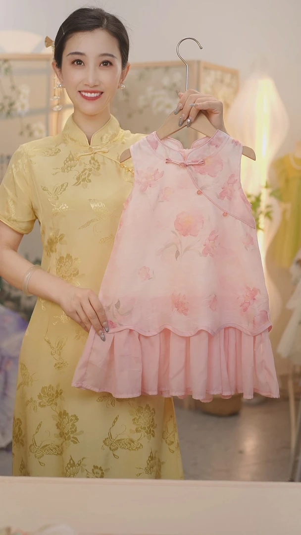 现货 【海棠】SC463女童夏季新中式2025新款国风旗袍裙