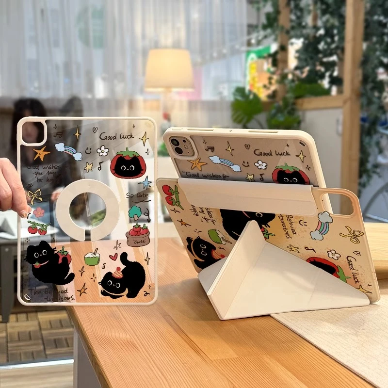 ipad保护套2025款air6/7透明平板壳pro11寸磁吸拆分mini7防弯3y折