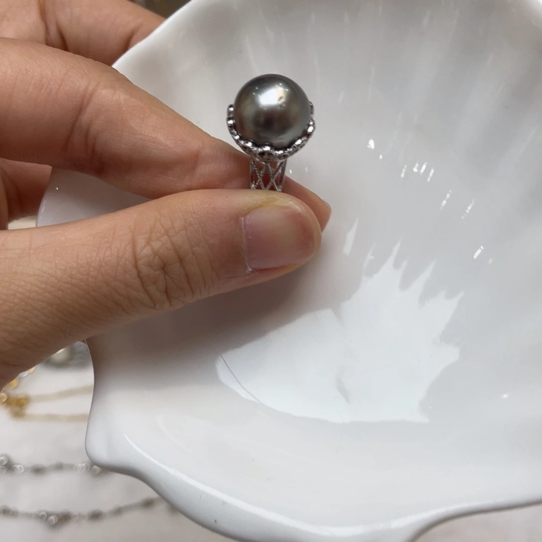 海水珍珠银S925镶嵌戒圈