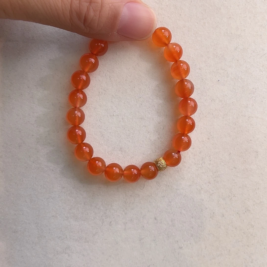 南红玛瑙18K金镶嵌手链