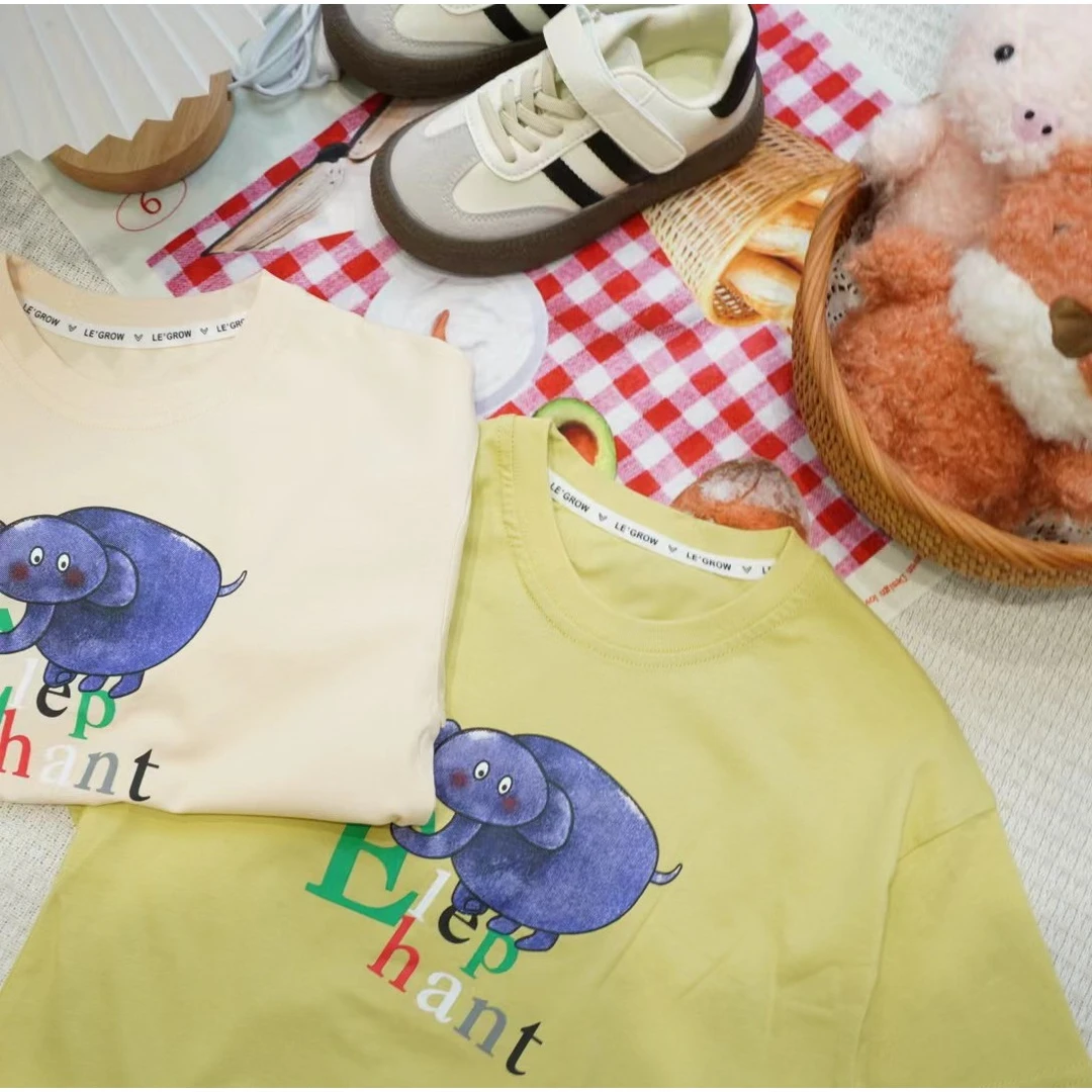 儿童夏季可爱卡通字母小象短袖XQ008
