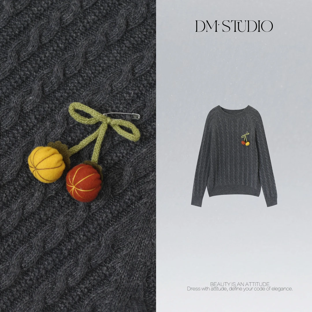 DEDM•STUDIO/秋冬精致减龄高级感绿色套头针织毛衣2512MY/WY2