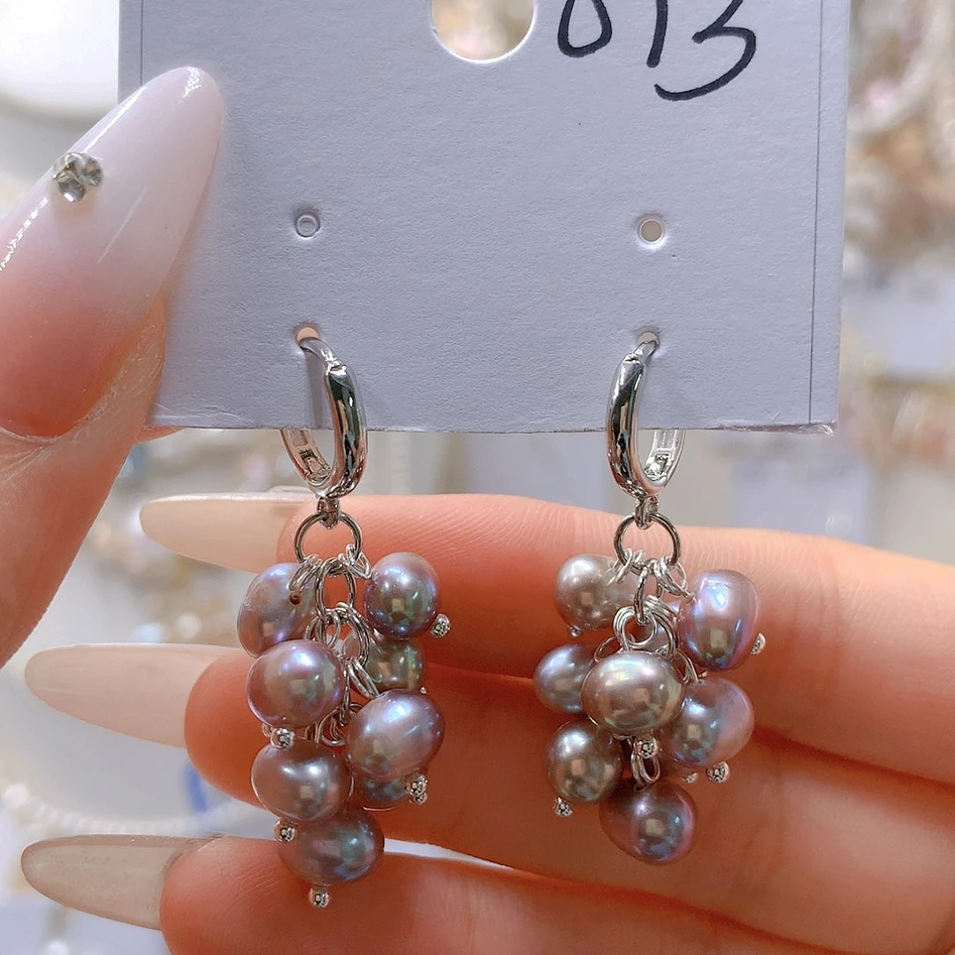 银S925镶嵌耳饰淡水珍珠
